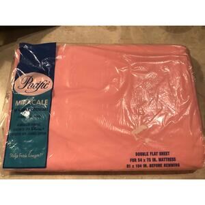 Vintage Pacific Full Size Pink Double Flat Sheet Made USA 81x104 50/50 New